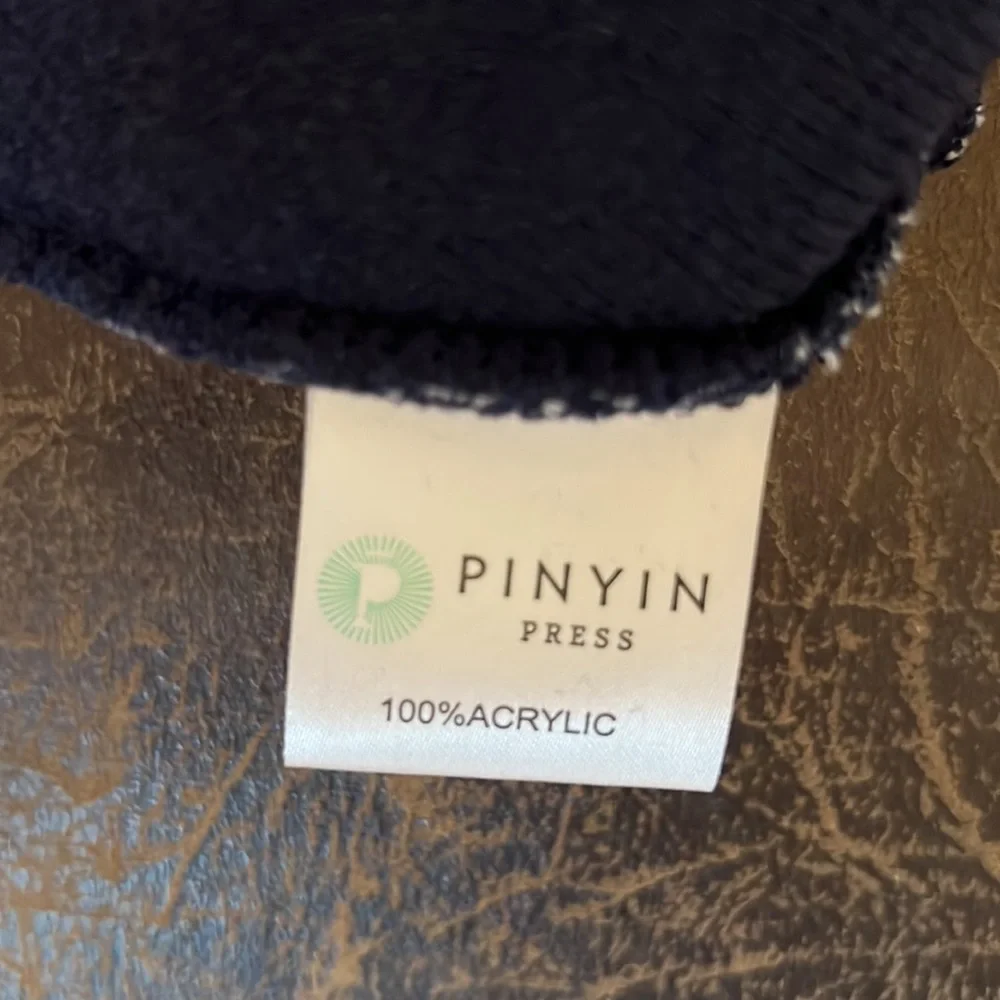 Pinyin Hat/Beanie Navy With White Snowflakes-NWT